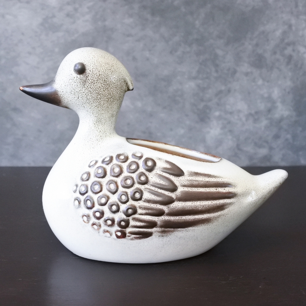 Vintage Howard Pierce Porcelain Duck California Art Pottery MCM Figurine Planter
